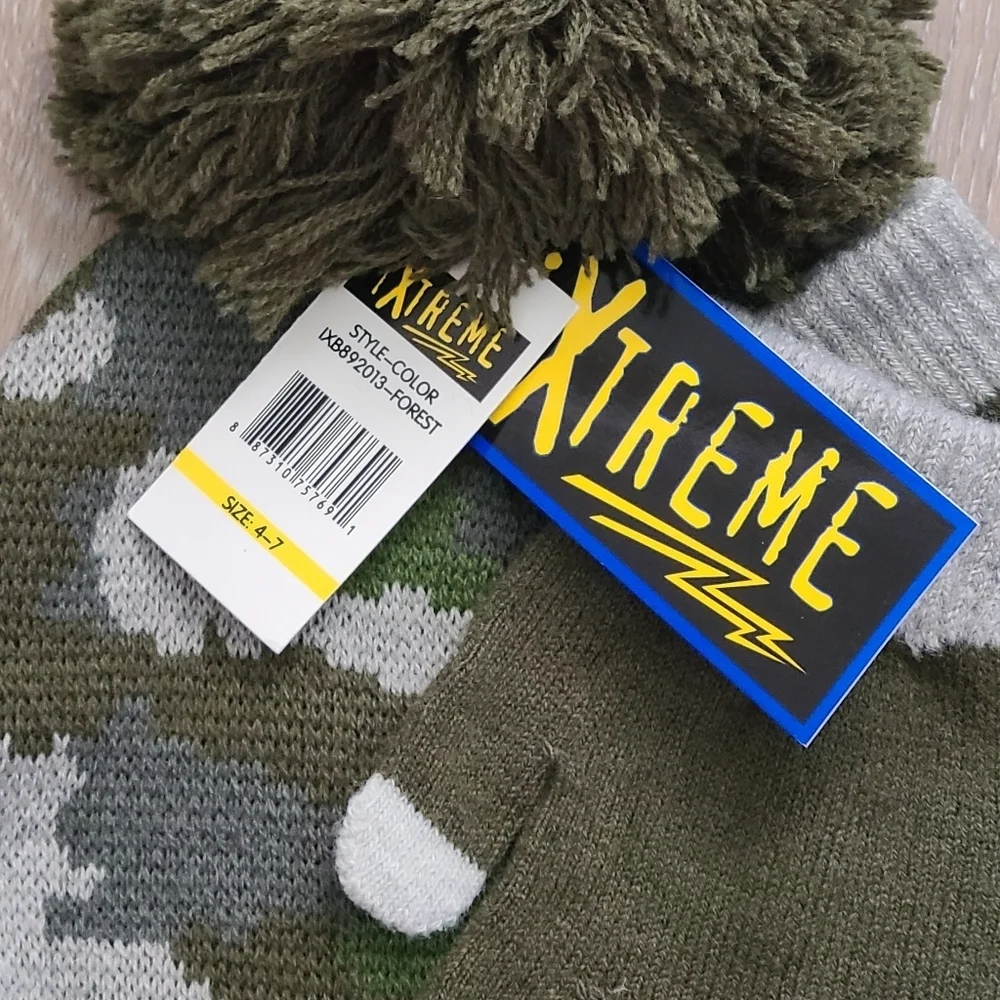 Xtreme New Kids Camo Forest Hat and Gloves Set Size 4 - 7